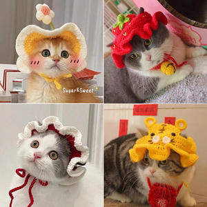 Wholesale & New Arrival Handmade Crochet Pet Cosplay Costume <b>Hats</b> - Daily Wear, Photo Prop & Cosplay for Cats & Small Dogs - Product Image 5