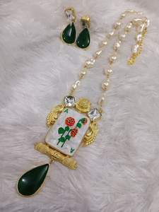 ชุดสร้อยคอยาวประดับมุกคุณภาพระดับพรีเมียมสไตล์วินเทจ-คลาสสิกสำหรับงานแต่งงานงานหมั้น - Product Image 2