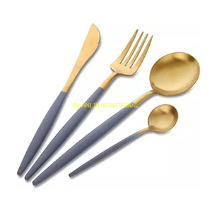 Juego de Cubiertos de Latón chapado en oro real con mango floral grabado cucharas decorativas para cena juego de cubiertos de hoteles para comida de comedor - Product Image 4