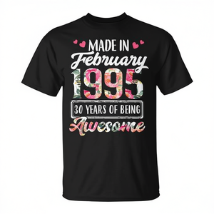 T-shirt floreale per il 30° compleanno, realizzata a febbraio del 1995, per chi ha 30 anni - Product Image 2