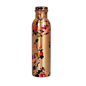 Elegante botella de agua de cobre con estampado floral ideal para Mujeres Hombres regalo hogar cocina viaje fitness y uso de bienestar - Product Image 5