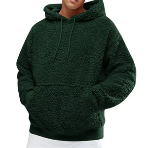 Top Sale ODM <b>Men's</b> <b>Hoodie</b> Sweatshirts Custom Fluffy <b>Fleece</b> Fur Lining <b>Sherpa</b> Winter Plain Dyed High Quality Hoodies - Product Image 1