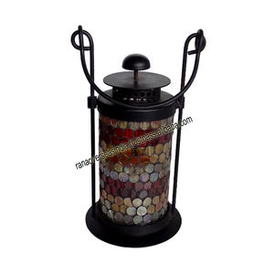 Diseño de mosaico, farol de vela colgante de luz más vendido de té de vidrio y hierro para decoración interior, exterior y restaurante - Product Image 3