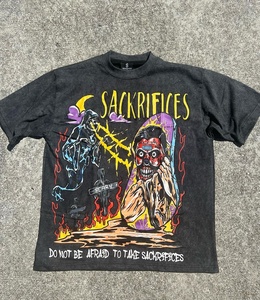 เสื้อยืดผ้าฝ้ายฟอก100% โอเวอร์ไซซ์ผ้าฝ้ายวินเทจแอซิดกรดลายกราฟิกสำหรับทั้งชายและหญิง - Product Image 6