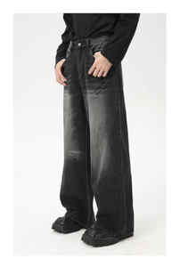 Baggy Jeans pour hommes surdimensionné coupe ample Denim confortable décontracté Streetwear pantalon à jambes larges à la mode Vintage lavé en gros - Product Image 2
