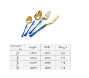 Juego de cubiertos antioxidantes de acero inoxidable chapado en oro puro de primera calidad, juegos de cubiertos de lujo modernos superventas para regalo y uso en servicio - Product Image 6