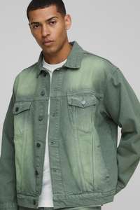 Veste denim Oem verte délavée à l'avant à double poche personnalisée pour hommes Veste denim à manches longues grande taille pour unisexe - Product Image 6