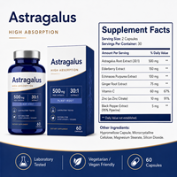 Cápsulas de Raíz de Astrágalo OEM 30:1, Suplemento Adaptógeno para la Salud Inmunológica, Favorito del Mercado Estadounidense, Marca Privada Wellness
