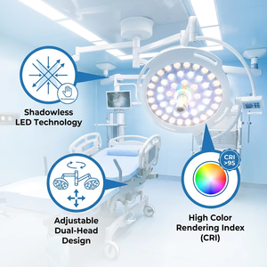 Lampe chirurgicale LED à double tête 160000 Lux avec 700/700 perles LED <span class=keywords><strong>Cree</strong></span>, lampe de bloc opératoire sans ombre avec compensation de couleur RVB - Product Image 2