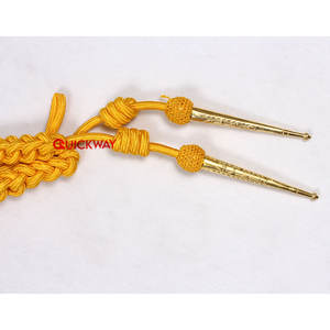 Cordón de hombro trenzado de Mylar dorado con puntas metálicas, cordón decorativo de alambre dorado de tamaño completo para uniforme ceremonial, disfraz - Product Image 2