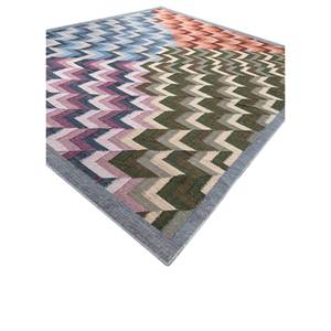 Tapis de grande surface en laine et viscose à tissage plat à carreaux bleus 9x12 pour la décoration de la maison, du salon et du couloir - Modèle ADWV-13085 - Product Image 2