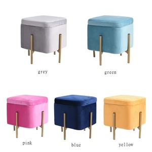 Azul cielo Nuevo diseño Moderno elegante Tapa extraíble Patas de metal Almacenamiento cuadrado Otomano Última llegada - Product Image 3
