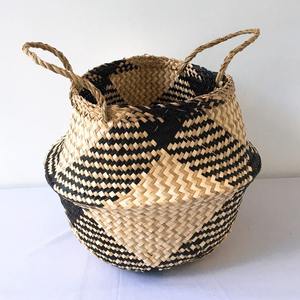 Cesta plegable de paja de hierba marina para almacenar ropa, mantas, cestas de rafia de algas marinas de gran calidad - Product Image 2