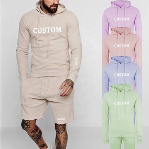 Sudadera con capucha para hombre, pantalones de chándal, conjuntos para correr, venta al por mayor, de algodón orgánico sudaderas con capucha, logotipo personalizado, conjunto de dos piezas, pantalones cortos de chándal para hombre - Product Image 1
