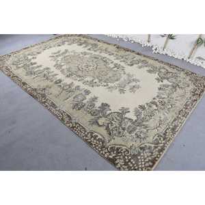 Tapis de 6,1 x 9,8 pieds, grand tapis vintage, tapis oriental beige - Product Image 4