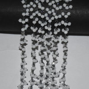 Top quality white opal Glass Beads <b>Cluster</b> Rosary Chain, Beaded beads Chain for Bracelet necklace jewelry Making, Thick chain - Product Image 2