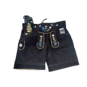 Haute qualité Vintage Style allemand traditionnel Lederhosen femmes en gros courte longueur taille haute tissu Logo bouton lavé - Product Image 6