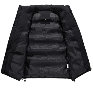 Chaqueta acolchada personalizada para hombre, abrigo ligero resistente al agua, con capucha, sin mangas, brillantes, para invierno - Product Image 3