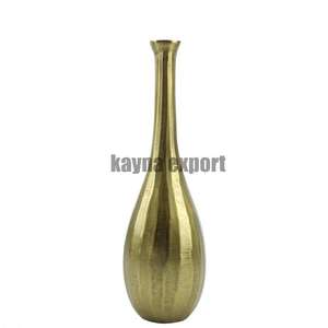Living Room Tabletop Decoration Aluminum Metal Newly Design Brass Platted Finished Flower <b>Vase</b> Indoor Decorative Metal <b>Vases</b> - Product Image 2