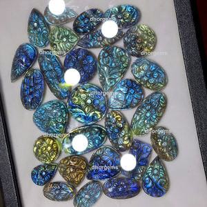 Lot de 10 cabochons en labradorite violet, bijoux cameo sculpté en pierre précieuse d'animaux, machine à sculpter, chandelier en cristal, piston d'ange - Product Image 1