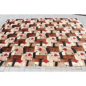 6.8x9.4 ft Rug, Vintage Turkish Rug, <b>Brown</b> Abstract <b>Wool</b> Rug - Product Image 3