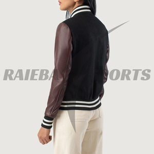 2025 Tendance Varsity Laine Soie En Cuir Véritable Manteau Personnalisé Premium Qualité Trench Bombers pour Filles Broderie Respirant - Product Image 6