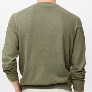 Personnalisable 100% coton col rond fin-tricot pull pour hommes de haute qualité respirant Anti-rides Anti-rétrécissement vert tenue d'hiver - Product Image 6