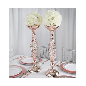 Centres de table de mariage en métal couleur or rose pour la décoration de la vaisselle - Product Image 1