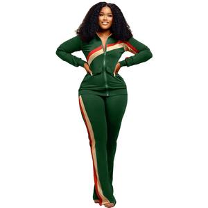 Haut à fermeture éclair et pantalon de survêtement pour femmes Fabricant de survêtements Vente en gros Streetwear personnalisé Ensemble deux pièces Fournisseur de vêtements de sport décontractés - Product Image 4