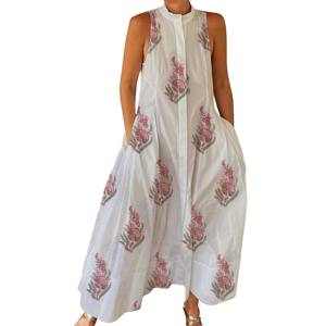 2026 Spring Fashion Women's Sleeveless Block Print <b>Jumpsuit</b> Round Neck For Spring/Summer Adults Autumn New Arrivals Bagru Print - Product Image 1