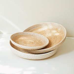 Fournisseur direct d'accessoires de cuisine ensemble panier et plateau de luxe plateaux en rotin tissé pour la décoration intérieure - Product Image 5