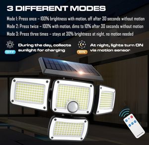 HYBEC-potente solare LED faretti da giardino con sensore di movimento, illuminazione automatica esterna per percorsi e giardini - Product Image 3
