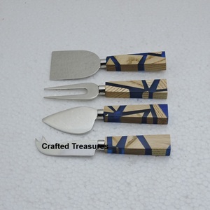 High Standard Resin Cheese Sets & Top Quality Stainless Steel Cheese <b>Knife</b> Set Aqua Swirl Pattern For Home Decor Wedding Gifts - Product Image 1