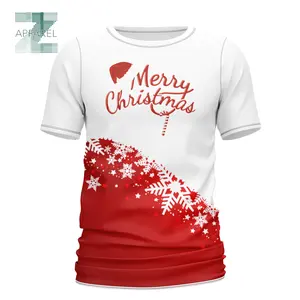 Vente en gros 100% coton Sérigraphie personnalisée Designs T-shirt de Noël unisexe de haute qualité Tissu 180gsm Chemise de Noël OEM 2023