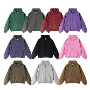 Venta al por mayor personalizado 100% algodón hombres cremallera completa sudaderas con capucha de lana pesada invierno sudaderas bordado Diseño con capucha cuello bolsillo ácido - Product Image 6