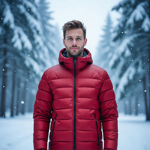 Vêtements d'extérieur pour hommes Vestes bouffantes décontractées col montant avant Logo coupe-vent respirant automne hiver vêtements d'extérieur bouffants chauds - Product Image 4