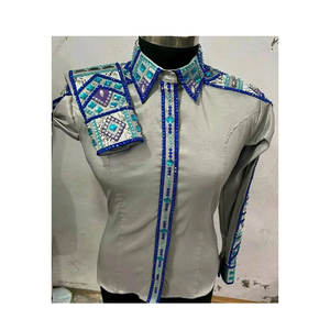 เสื้อแก้ว100% โชว์ผลงานแบบตะวันตกเสื้อขี่ม้ายืดได้เสื้อเล่นกีฬาขี่ม้าทำจากหนังมีรายละเอียด - Product Image 3