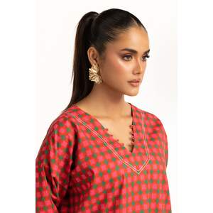 ชุดเซ็ตพิมพ์ลายริ้วสีแดงสำหรับผู้หญิง สไตล์ลำลอง ชุดเครป 2 ชิ้น ไซส์ XXS คอปกแบบไม่มีปก พร้อมกางเกงขาสั้น สำหรับฤดูใบไม้ร่วง - Product Image 3