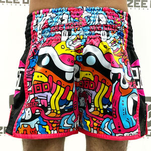 กางเกงขาสั้นมวยไทยสำหรับผู้ชายผู้หญิงกางเกงขาสั้นเทควันโดสำหรับผู้ชายดีไซน์สองสีแบบปรับแต่งได้ - Product Image 2