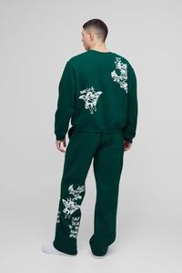 Ensemble de survêtement deux pièces de style streetwear pour homme avec imprimé graphique artistique, sweat-shirt décontracté et pantalon de jogging - Product Image 2