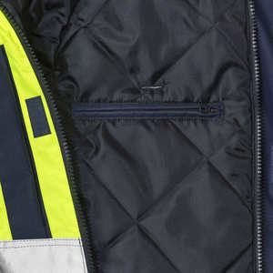 Men's Outdoor High Visibility <strong>Safety</strong> <strong>Jacket</strong> with Canvas Stand Collar Hooded Eco-Friendly Waterproof Breathable &amp; Quick Dry - Product Image 4