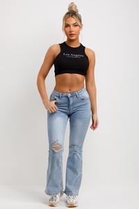 Wholesale Regular Straight Leg Loose Trousers Plus Size <b>Women</b> Denim Regular Loose Fit <b>Jeans</b> Flare Denim Pants for <b>Women</b> - Product Image 5