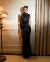 Invité de mariage noir élégant femmes sans manches Maxi robe mariage Maxi robe fiançailles longue robe plaine teint disponible grande taille