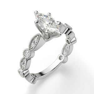 Anillo de compromiso de amor infinito con diamantes de corte Marquesa para mujer - Product Image 6