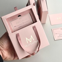 Boîte cadeau coulissante rose poudré personnalisée pour salon de beauté, coiffure, onglerie, bijoux, bons cadeaux, emballage élégant pour mariage