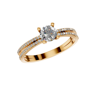 Anillo de Compromiso con Diamante Cultivado en Laboratorio, Corte Radiante, Oro Sólido de 14K, Certificado IGI, VS1 F, Pavé, Estilo Clásico - Product Image 6