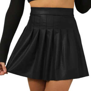Mini jupe en faux cuir confortable pour femmes Hot Deal Vêtements décontractés extensibles avec méthode de tissage non tissé à la taille naturelle - Product Image 6