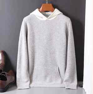 Pull à capuche pour hommes en cachemire de couleur assortie personnalisé du fabricant 2025 avec bouton - Product Image 4