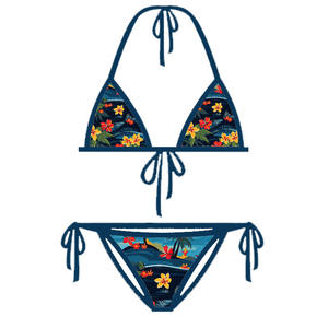 Conjunto de bikini de 2 piezas para nadar y bañarse Ropa de playa Color sólido con pantalla y sublimación de impresión digital - Product Image 1