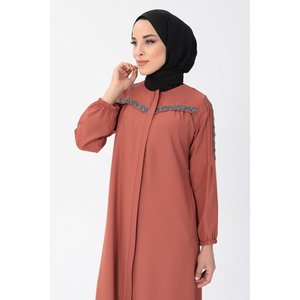 Abrigos, Chaquetas y Gabardinas Modestas con Detalles de Piedras y Cierre de Cremallera, Abaya - Product Image 2